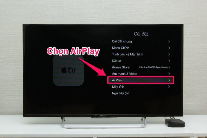 Sau đ&oacute; bạn quay lại C&agrave;i đặt > AirPlay